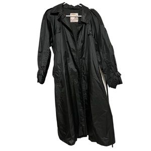 Vintage London Towne Trench Coat Black Women Size 6 Petite
